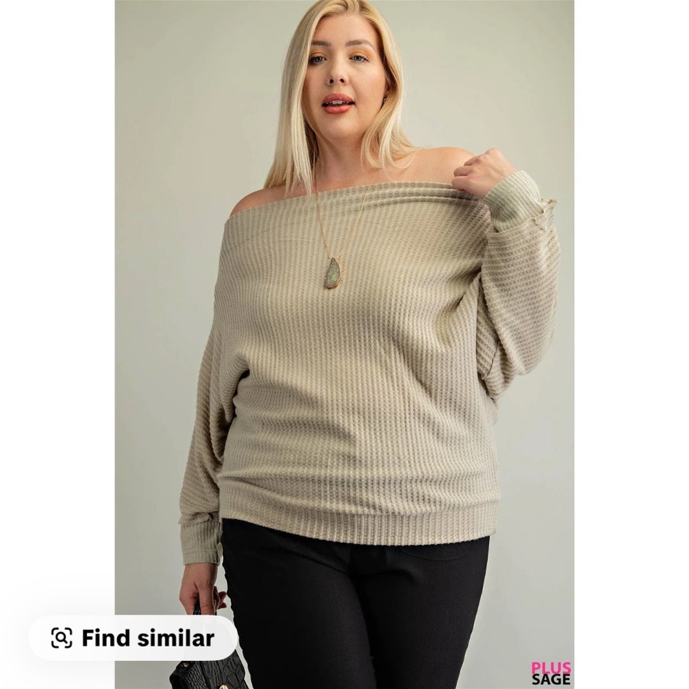 Sage Off-Shoulder Beige Sweater